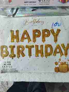 White Happy Birthday Toran - 5ft Lengt